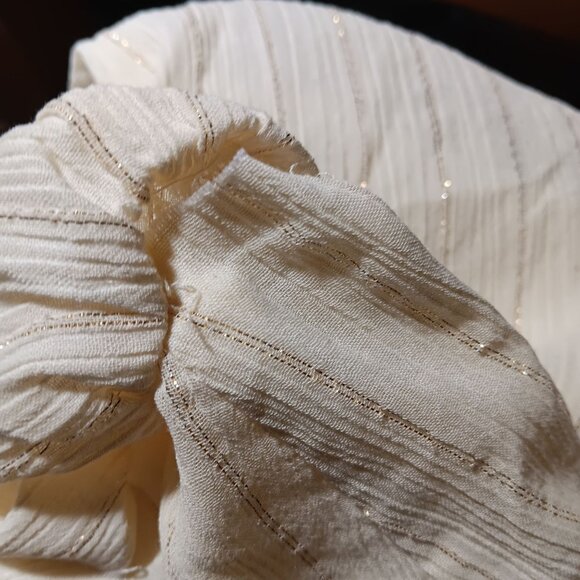 Medium True Vintage Boho Blouse Mandarin Collar Drawstring Hem Roll-Up Byer 70s - Picture 12 of 13